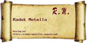 Radek Metella névjegykártya